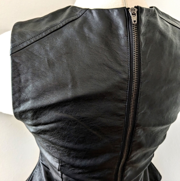 Quinn Black Faux Leather Structured Peplum Top - Picture 5 of 7